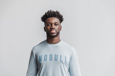 Nobull Men's Long Sleeves Blue | Australia (DS8592)